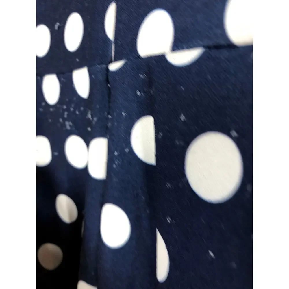 Alexia Admor Dress Ruffle Collar Puff Sleeve Midi Navy & White Polka Dot Medium
